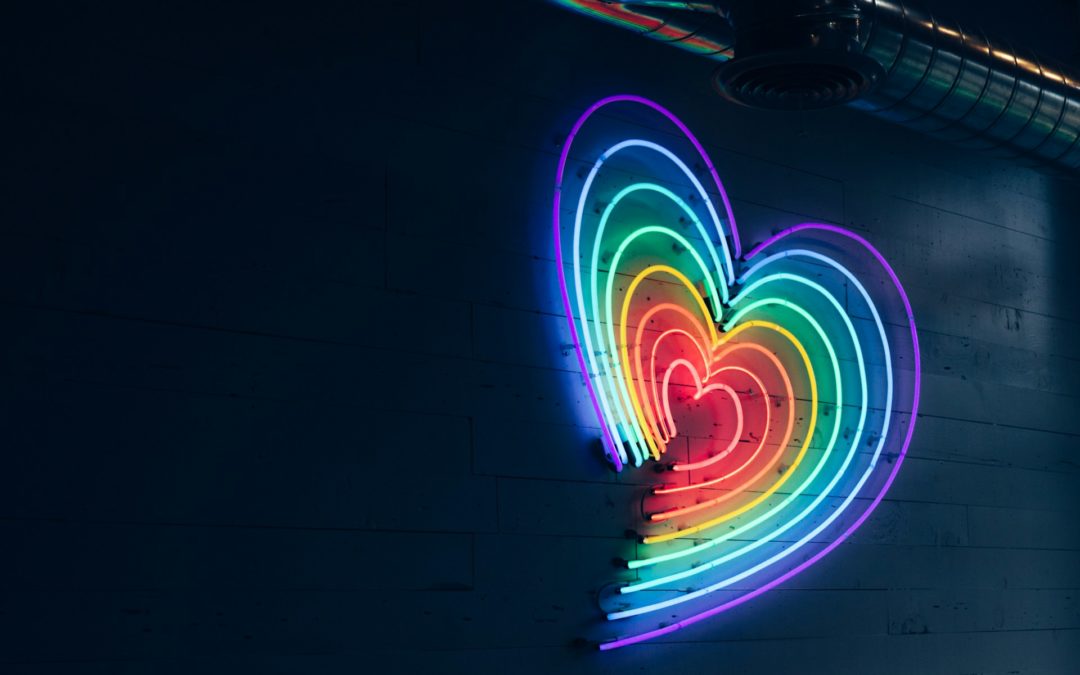 rainbow neon heart